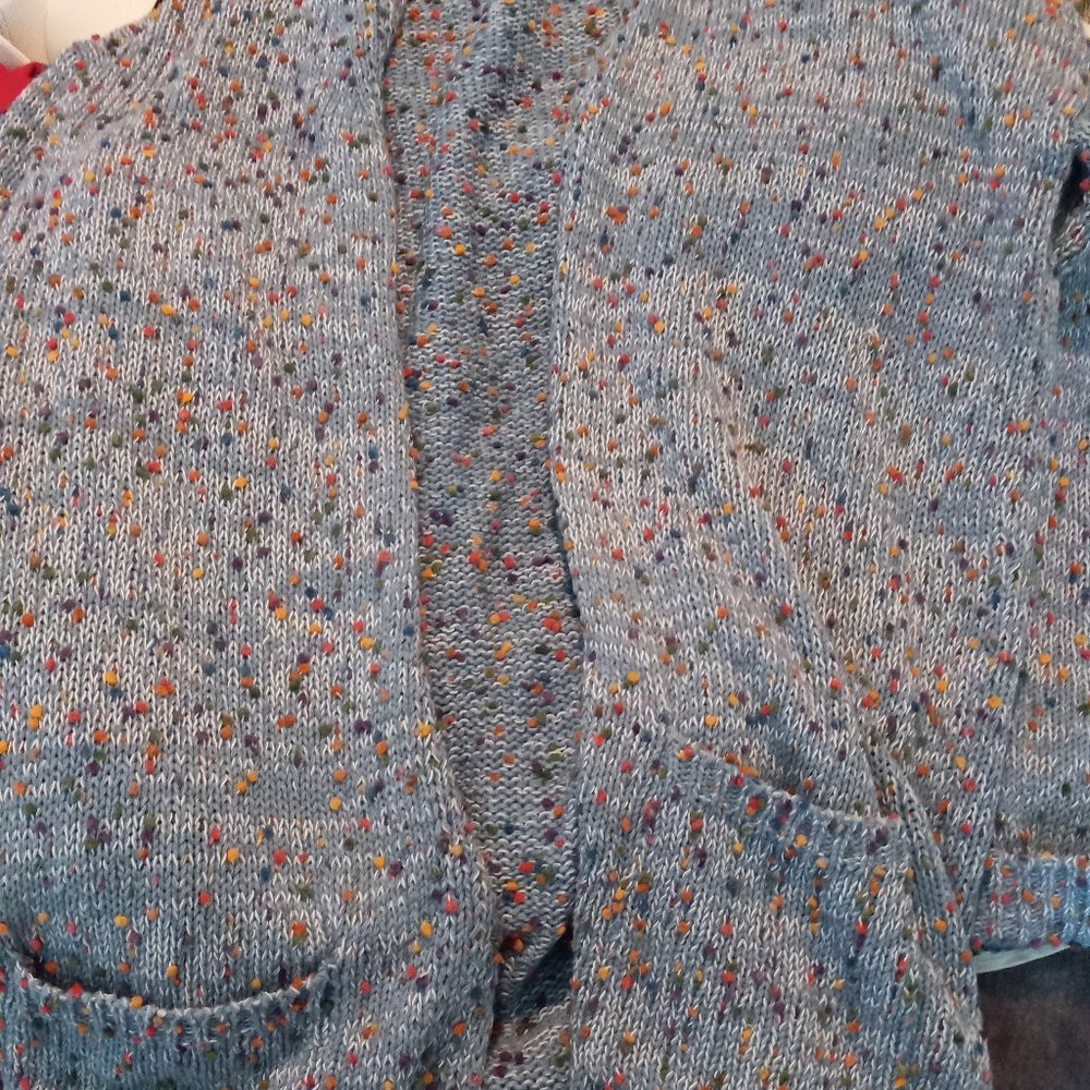 Blue cardigan sweater